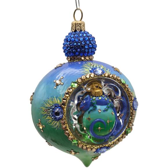 Patricia Breen Ornament Anniversary Reflector Peacock Chameleon Christmas Decor - Picture 6 of 11